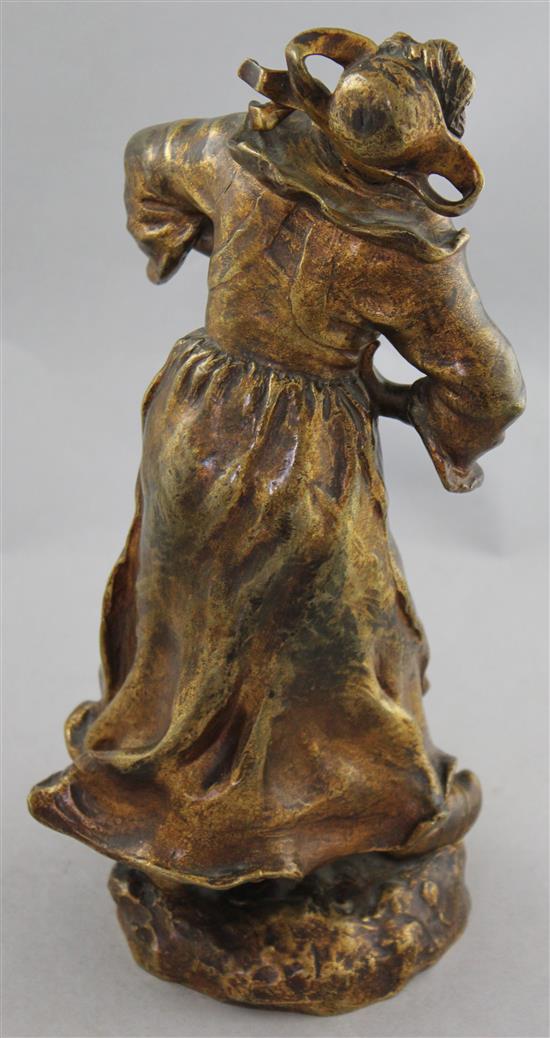 Susanne Bizard (1873-1963). A gilt bronze figure of a laughing Dutch girl, 12in.